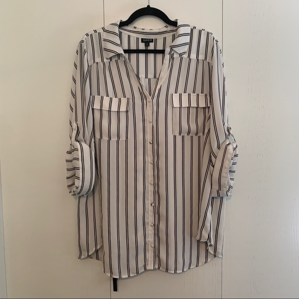 Torrid Striped Button-down Blouse
